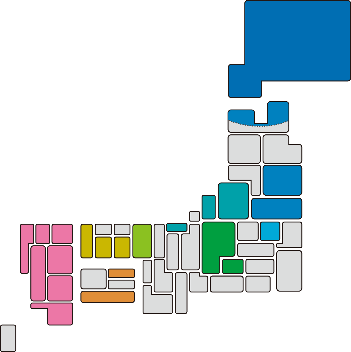 地底人ラジオ 地上波ネット局分布の地図